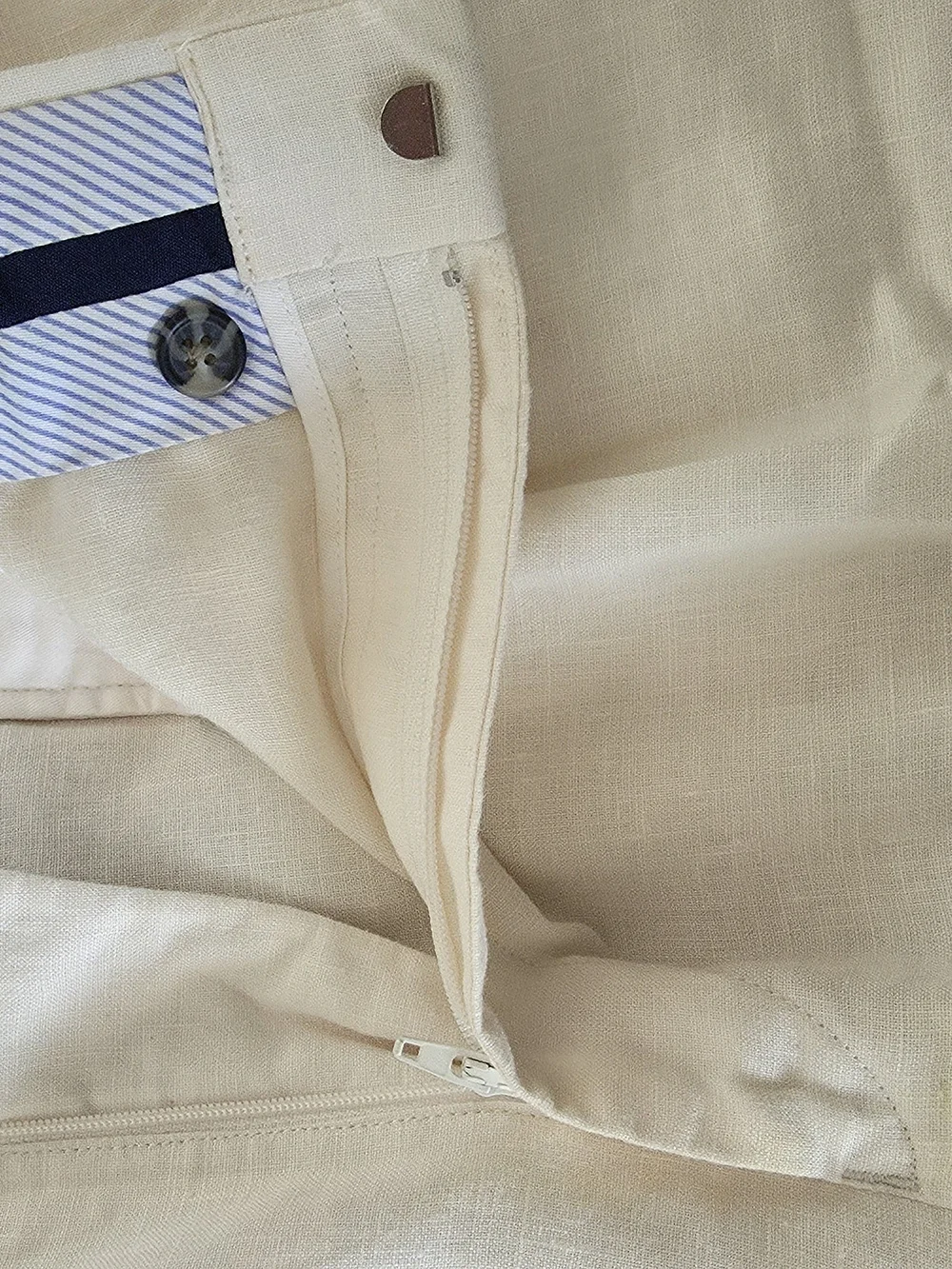 Men's 100% Linen Pleated Dress Trousers  Cream Ivory Cuffed Beach Wedding 40x30